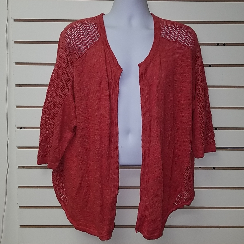 Lucky Brand Linen 3X Open Knit Cardigan Sweater